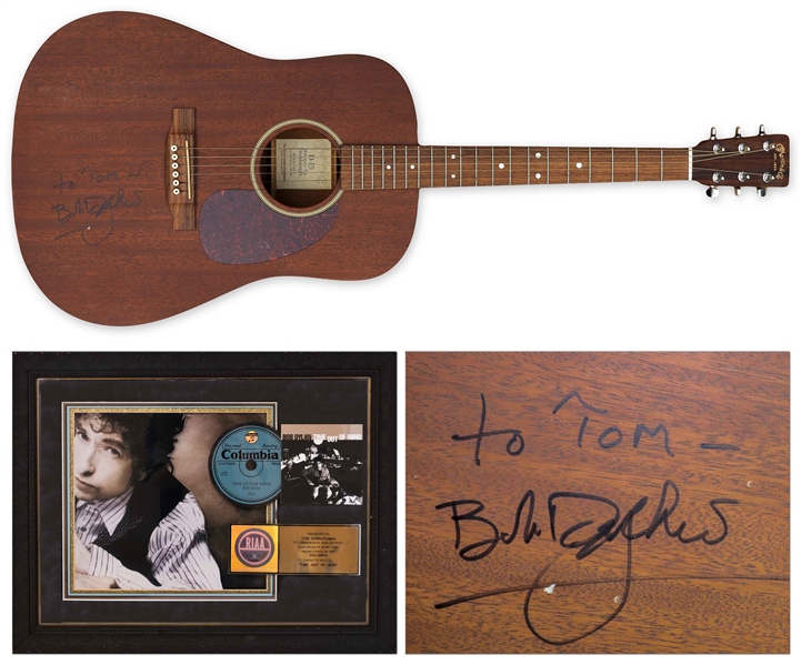 Bob Dylan Signed Martin D-15 Acoustic Guitar -- Also With Dylan's RIAA Award for ''Time Out of Mind'' -- With Roger Epperson COA